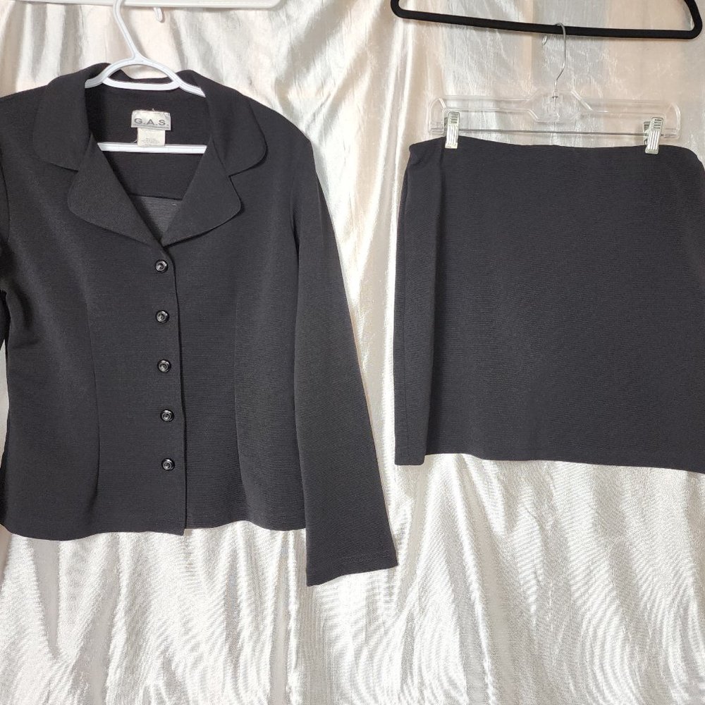 Pre-owned G.A.S. Black Jacket and Mini Skirt Set sz 13 Great Condition and CUTE